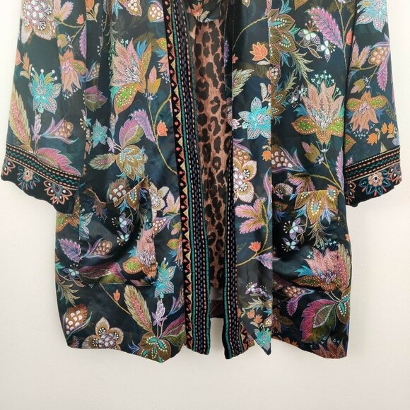 Johnny Was Velvet Mix Smoking Jacket Belted Kimono XS - Picture 7 of 12